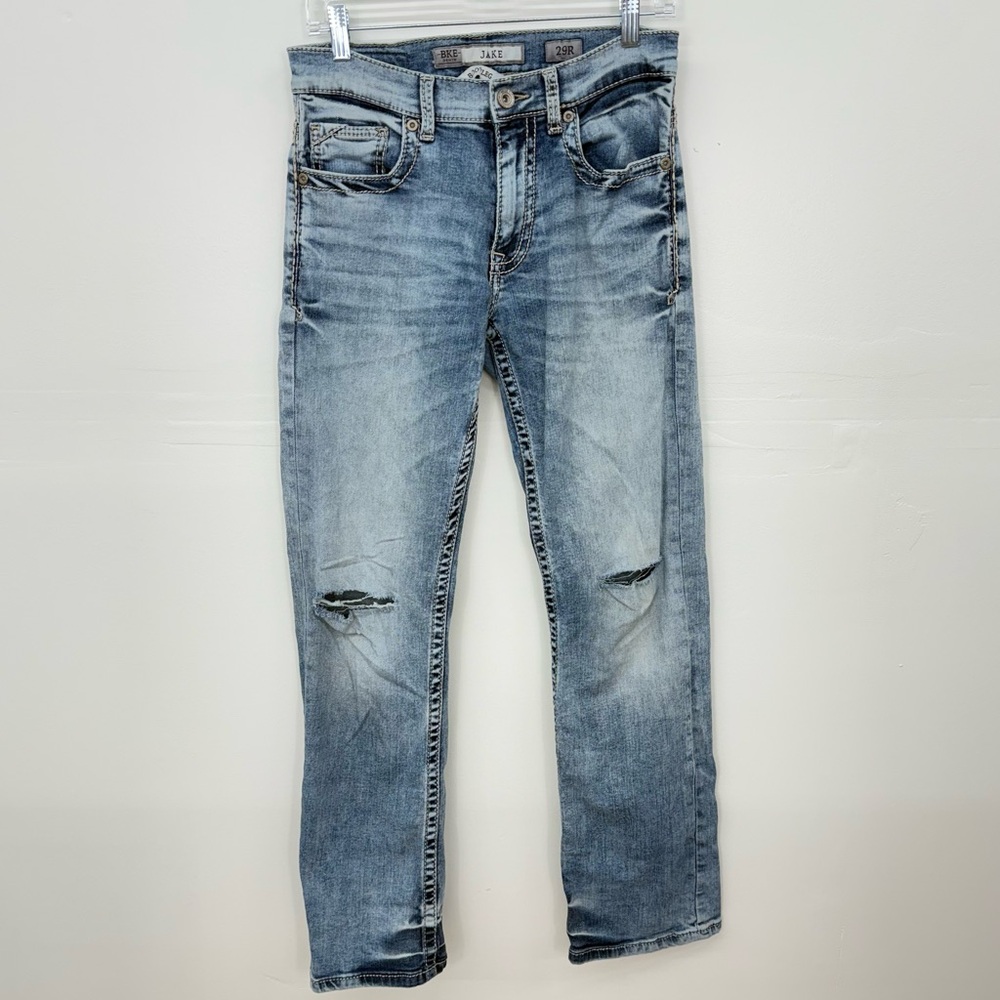 BKE Men's Jake Blue Distressed Slim Jeans F16
